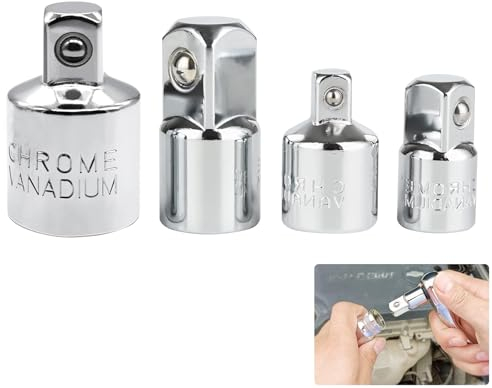 sinzau Juego de adaptadores de 4 unidades, adaptador de llave de vaso para carraca, 1/2 a 3/8, 3/8 a 1/2, 3/8 a 1/4, 1/4 a 3/8, adaptador de llave de impacto para carraca, tuercas de carraca