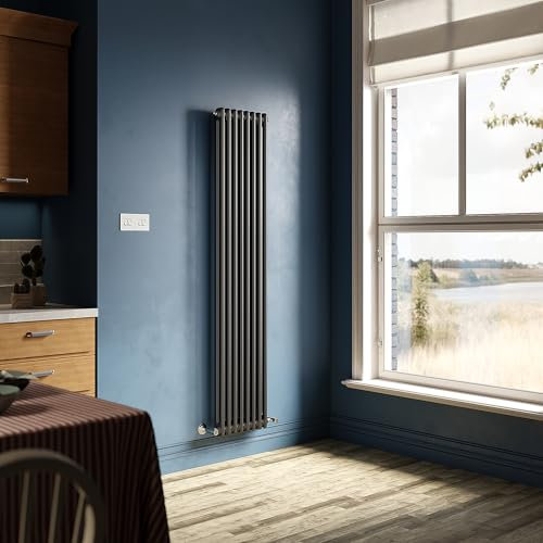 ELEGANT Radiator Traditional Column Style 1800 x 380 mm Vertical Designer Radiator Cast Iron Black Double Column