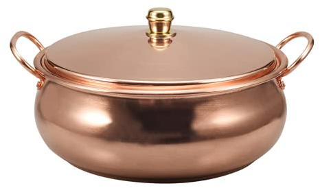 Cooking pot made of 99% pure copper, the electromagnetic plate base has good thermal conductivity, this is the best choice for people who like cooking and have elegant taste (26 cm)