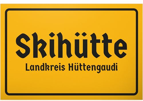 DankeDir! Skihütte Landkreis Hüttengaudi - Plaque 30 x 20 cm - Décoration d'hiver pour skieurs, skieurs, fans de pistes de ski - Idée cadeau pour les amis et la famille - Plaque de porte amusante -