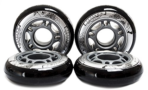 NILS Inliner Inline Rollen Skaten Skates Skaterollen Ersatzrollen 4 Stück (schwarz, 70x24)
