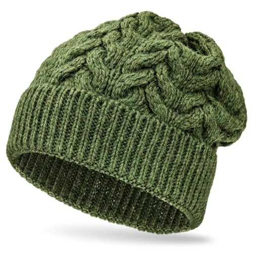 HANSA-FARM | Weiche Damen & Herren Alpaka Mütze aus 100% Alpaka Wolle in +8 Farben - Hochwertige Winter Strickmütze/Beanie Wollmütze - Grün