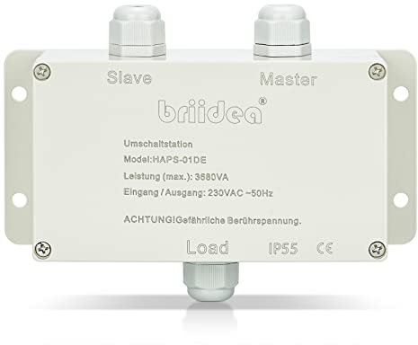 Umschaltstation für Netzvorrangschaltung, briidea Netzvorrangschaltung Wohnmobil 16A 230V, Umschaltstation 16A für Camping Landstrom Wechselrichter, für KFZ, Boot, Caravan, Outdoor, Solar