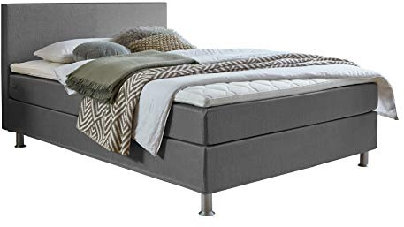 Atlantic Home Collection Edison Boxbett inklusive Rost und H3 Federkernmatratze, Graubraun, 140 x 200 cm