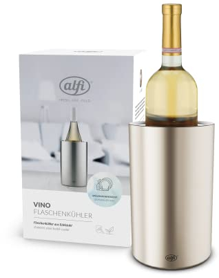 alfi VINO, stainless steel polished, Flaschenkühler aus Edelstahl für 0,70 bis 1l Flaschen, Weinkühler, Sektkühler, Kühlhalten ohne Kondenswasser und Eiswürfel, spülmaschinenfest, BPA-frei