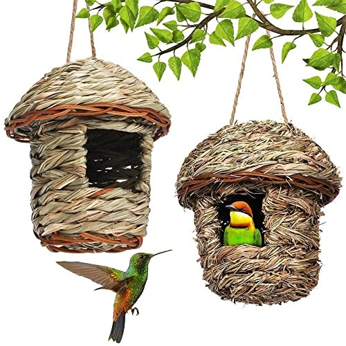 Oiseau de paille tissé à la main Perroquet Élevage Herbe Grotte Jardin Fourniture Herbe Oiseau Ho Bourdonnement Pour Pelouse K2V4 Oiseaux Maison