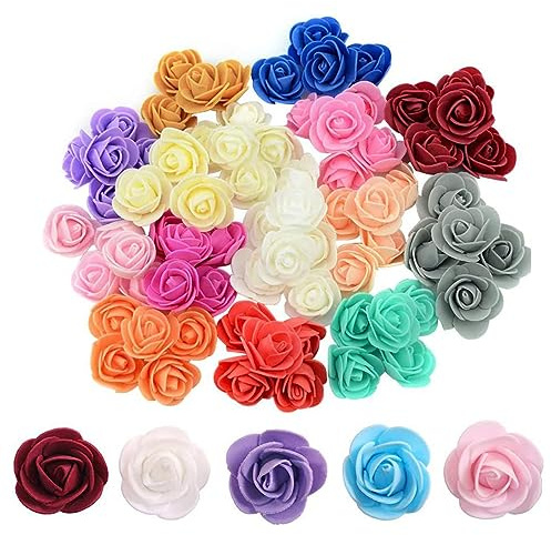 mollensiuer 200Pcs 1.37 Inch Mini Artificial Rose Flowers Heads PE Foam Fake Rose Heads for Wedding Home Decoration DIY Crafts, Party, Festival,Valentine's Day Decoration