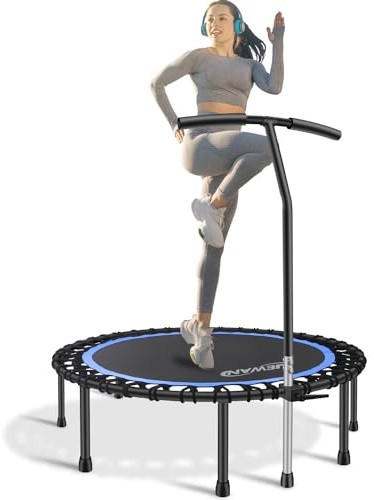 Newan Mini trampolín silencioso de 48 Pulgadas con Mango de Espuma Ajustable, trampolín de Ejercicio pequeño para Interiores y Exteriores, límite máximo de 330 Libras