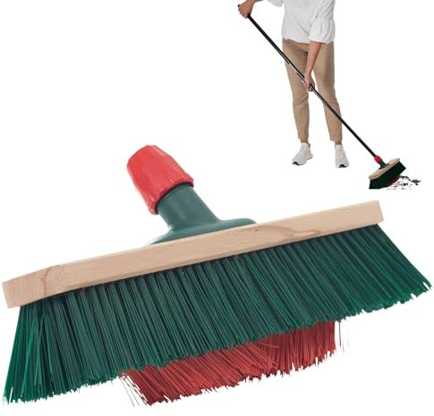 Novaliv Escoba de jardín Elaston, 40 cm, cabezal de escoba con cerdas en V, elaston, ideal como escoba exterior, cepillo de calle, cerdas duras, escoba de patio, escoba de establo, escoba industrial,