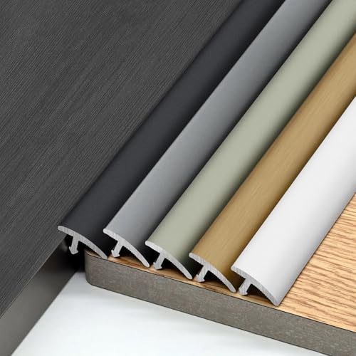 Raouoae Profilo Di Transizione In Alluminio Regolabile 1-6mm Per Pavimenti, Striscia Di Copertura Per Porta E Fessura Del Ponte, 90cmx3, Profilo Terminale Per Transizione Pavimento A Pavimento(Schwarz