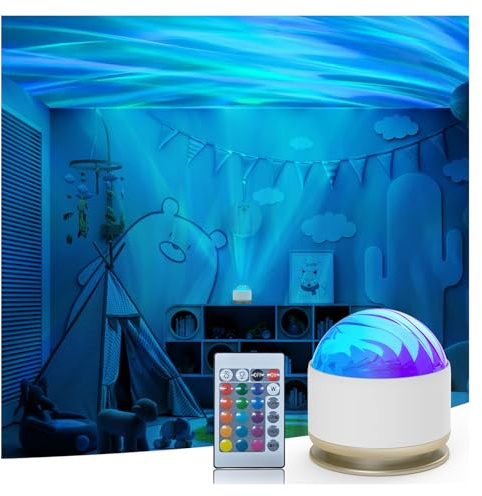 HUMIIEYE Northern Lights Projector, 16 Light Color Aurora Night Light Projector for Bedroom, Remote Galaxy Light Projector, Dimmable Mood Lighting with Memory Function for Playroom Kids Teen Girl Gift