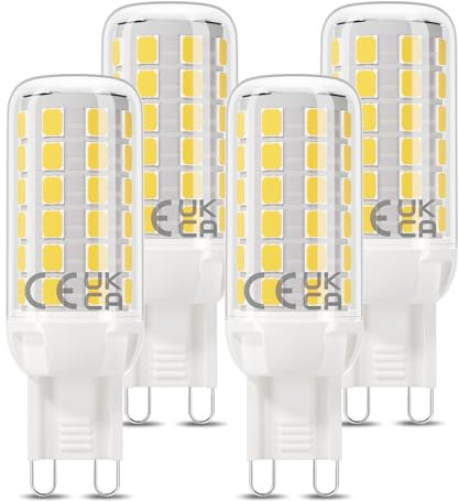 DiCUNO G9 Class B LED Bulbs, 2.8W=40W, Daylight White 5000K, 520LM, 4Pcs | Energy Efficiency Class B G9 LED Light Bulbs, Non-dimmable, for Chandelier, Non-Flickering