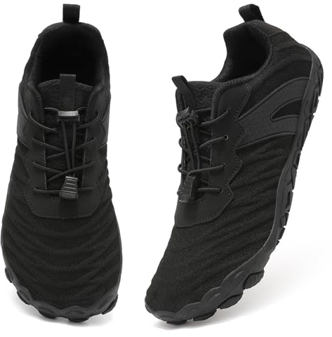 Acfoda Scarpe Barefoot Uomo Donna Scarpe da Trail Running Trekking Hiking Traspirante Antiscivolo Scarpe Nero 43