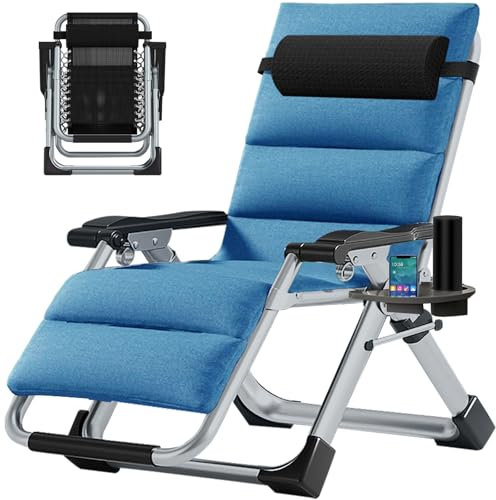 MOPHOTO Zero Gravity Chaise longue de jardin pliable, charge maximale de 200 kg avec rembourrage et poche latérale, parfaite pour la sieste, chaise de relaxation, chaise longue de jardin, chaise de