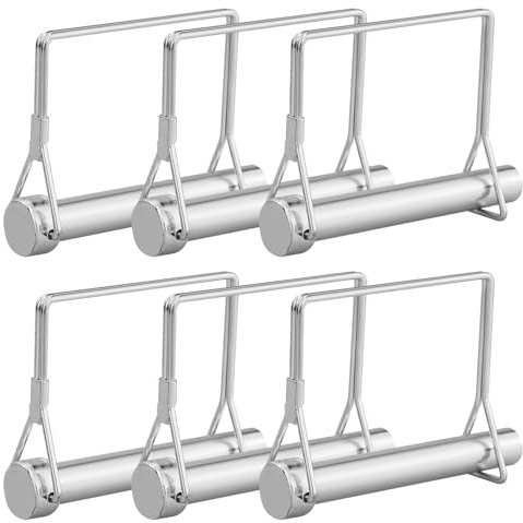 Pack of 6 Safety Cotter Pins, Folding Pipe Pins, 12 mm x 80 mm, One Cotter Pins, Pipe Folding Pins with Snap Closure, Square Bracket Made of Galvanised for Trailers, Tractors, Tippers, Lawnmowers