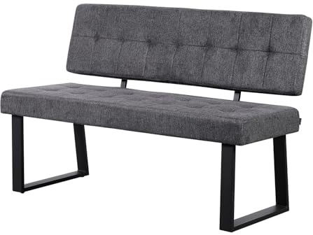 B&D home Banc Sigfrid - Banc d’Angle avec Dossier, Microfibre Anthracite Facile d’Entretien, Mousse Froide, pour Salle à Manger, Cuisine et Hall, 140 cm