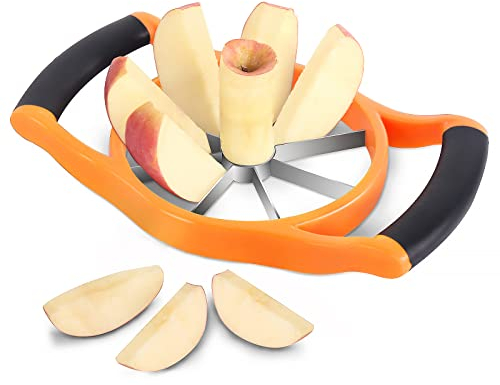 Newness 5.12 Inch Extra Large Apple Slicer, Heavy Duty Apple Slicer 8 Slices, Durable Apple Corer, Stainless Steel Apple Slicer and Corer - for Apple, Potato, Onion and More, Orange