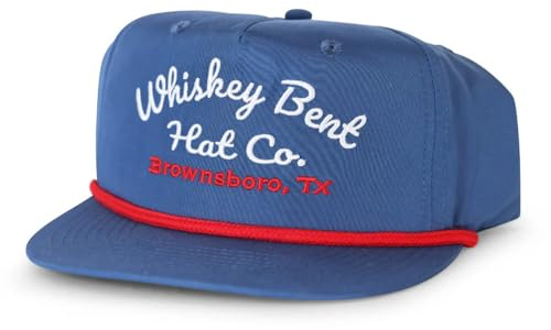 WHISKEY BENT HAT CO. - The Frio Snapback Rope Hat - Vintage Baseball Cap, Dri Fit Outdoor Cap, Adjustable Trucker for Golf & Boating, UPF 50+ Sun Protection, Water Resistant, One Size Fits All, Blue