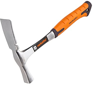 Verkatto Maurerhammer MONOBLOC mit meißelförmigem Dorn, 600 g rutschfestem Schaftgriff, ergonomischem Griff, robust und langlebig, glatter Hammerschlagfläche für präzises Nageln