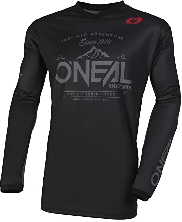 O'NEAL | Motocross-Trikot | Enduro MX | Atmungsaktives Material, gepolsterter Ellenbogenschutz, Passform für maximale Bewegungsfreiheit | Element Jersey Dirt V.23 | Erwachsene | Schwarz Grau | L
