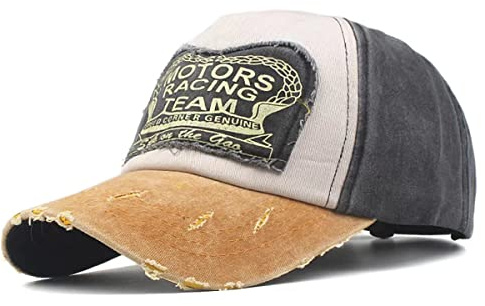 Elwow Men's Distressed Washed Cotton Baseball Cap Sun Hat Driver Cap Trucker Hiking Cap (Yellow + Black Grey)