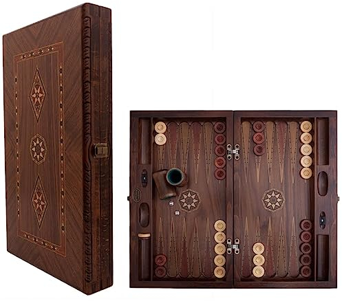 Helena Wood Art, Handgefertigtes Hochwertiges Backgammon Spiel aus Holz, Tavla, 100% Holz, Deluxe Edition, TricTrac, 52 x 30 cm