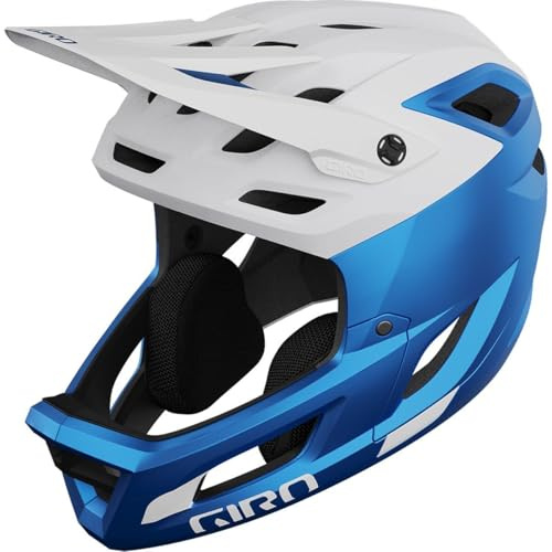 Giro Coalition Spherical Adult Full-Face Mountain Bike Helmet - Matte White/Ano Blue, Large