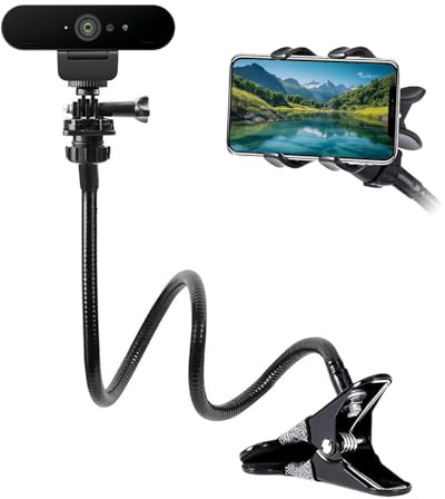 Sporgo Support pour webcam : support réglable en col de cygne 61 cm avec filetage 1/4, pour webcam Logitech C925e C922 C930 C920 C615 (filetage 1/4)