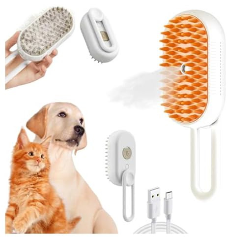 HINNVCL Spazzola 3 in 1 per Gatti e Cani - Spazzola a Vapore e Acqua con Massaggio Elettrico per Toelettatura