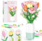 Euakee Construction de Bouquet de Fleurs, Ensemble de Construction de Bouquet de Fleurs avec Vase, Amusez-Vous à Construire des Fleurs Artificielles, Cadeau de Construction (Montagne de Neige Rose)