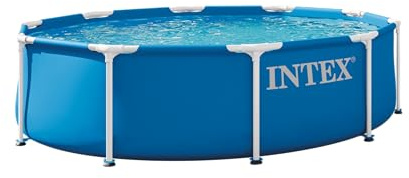 INTEX Metal Frame 10 ft x 30 in Above Ground Pool Set, Round Swimming Pool with Steel Frame, 330 GPH Cartridge Filter Pump, and Type H Filter Cartridge