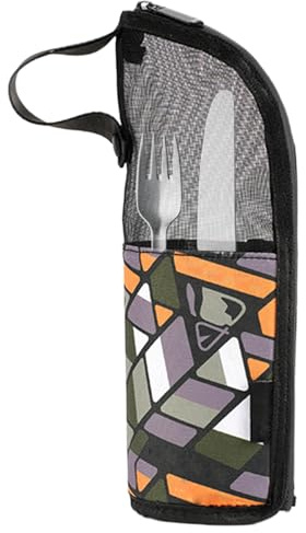 Generico Borsa per posate portatile - Portautensili con cerniera 25x9x5 cm