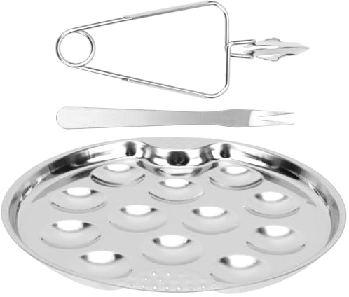 EPIGEIST Platos para Mariscos de Acero Inoxidable con Diseño Antideslizante Incluye Plato para Caracoles Pinzas y Tenedor Resistente al Óxido y Fácil de Limpiar para Buffet y Restaurante