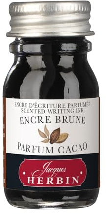 Jacques Herbin 13746ST - ''Les subtiles'' scented ink bottle for fountain pens and rollerball pens 10 ml, Brown ink and Cocoa fragrance. Made in France