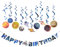 SUNBEAUTY Geburtstag Weltraum Dekoration Planeten Spiralen UFO Birthday Banner Kindergeburtstag Junge Raumschiff (Spiralen+Girlande)
