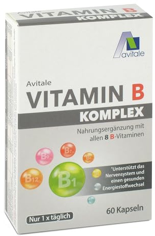 Avitale Vitamin B Komplex - Mini-Kapseln mit allen 8 B-Vitaminen zur Unterstützung des Nervensystems, 21 g