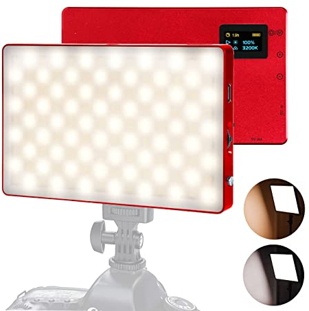LituFoto Mini luz de Video LED, luz de cámara Regulable 3200K-5600K, iluminación más Suave, batería de Litio Recargable incorporada - Rojo