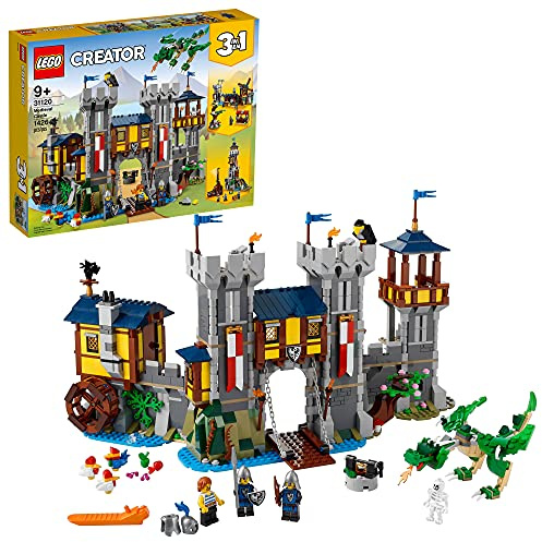 LEGO Creator 3in1 Medieval Castle 31120 Building Kit; Castle with Moat and Drawbridge, Plus 3 Minifigures; New 2021 (1,426 Pieces)
