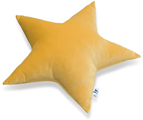 Pepi - Kuschelkissen Kinder - Handgenäht Kissen Kinderzimmer - Kinder Kissen Stern - Baby Kissen Deko - Sternkissen Gelb