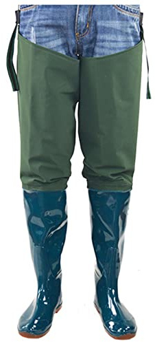 Cuissardes de pêche ultra-légères en PVC/nylon avec semelles crantées antidérapantes - Bottes de travail imperméables idéales pour la pêche à la mouche, la chasse, la plantation et l'agriculture