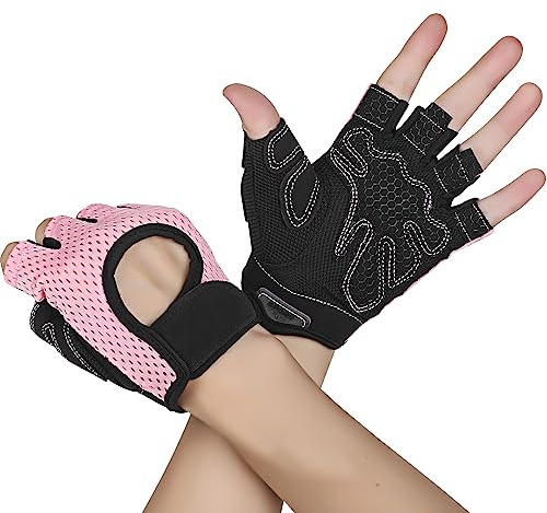 Yasdyri Gym Gloves for Men and Women Breathable Training Gloves with Microfiber Fabric 2 pack No Slip Silicone Padded with Fitness Gloves for Weightlifting, Training, Pull ups, Cycling (pink, S)