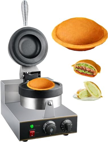 RRHCW Bubble Waffle Maker, Commercial Electric Hong Kong Egg Waffle Iron Non Stick - Stainless Steel, Manual Thermostat for Restaurant or Bakery, Non-Stick Plates, Easy To Clean