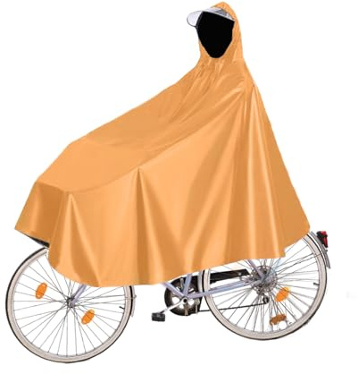 Fayemint Mantella da Bicicletta Antipioggia Unisex, Impermeabile Portatile con Cappuccio per Biciclette, Mountain Bike, Bici Elettriche (Colore Arancione)
