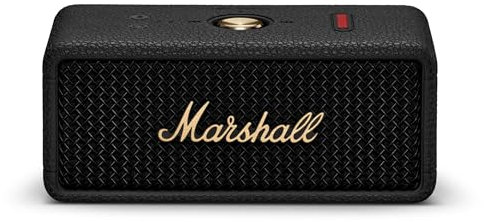 Marshall Emberton III - Altoparlante Bluetooth portatile compatto con oltre 32 ore di riproduzione, suono a 360°, antipolvere e impermeabile (IP67), nero e ottone.