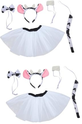 SOIMISS 2 Juegos Conjunto De Diadema De Vaca Accesorios De Cosplay De Vaca Capucha De Pelo De Leche Diadema Con Orejas De Animales Accesorios De Baile Disfraz De Vaca Lechera Paño