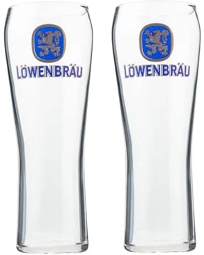 Laurie's Pub and Bar Accessories Lowenbrau Beer Pint Glasses, Set of 2, 568 ml