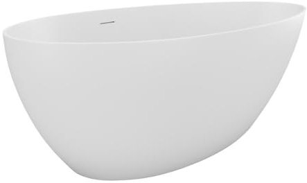 Vente-unique-Bañera exenta asimétrica - 245 L - 160 x 82 x 58 cm - Blanco mate - Acrílico - APULIA