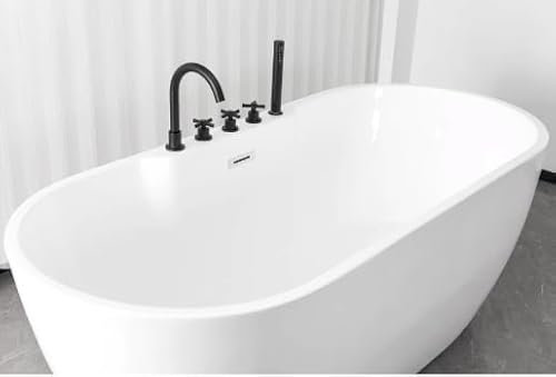 ARUBA Freistehende Badewanne, Schwarz, 170x75x58 cm, Acryl, 252L Füllmenge