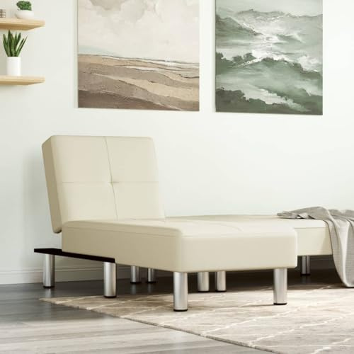 RMIHSJG Chaise longue crema ecopelle regolabile in 3 posizioni, divano lounge comodo, moderno letto per gli ospiti singolo, angolo relax, gambe in metallo, resistente, resistente allo sporco