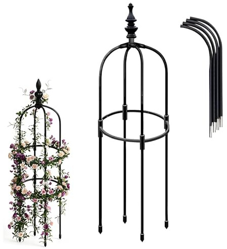 Tuteur Plante De Jardin Colonne Rosiers Support pour Plantes Grimpantes 90cm 120cm 180cm Obélisque pour Intérieur Extérieur Fleurs Légumes Fruits(Black,W28cmxH90cm)